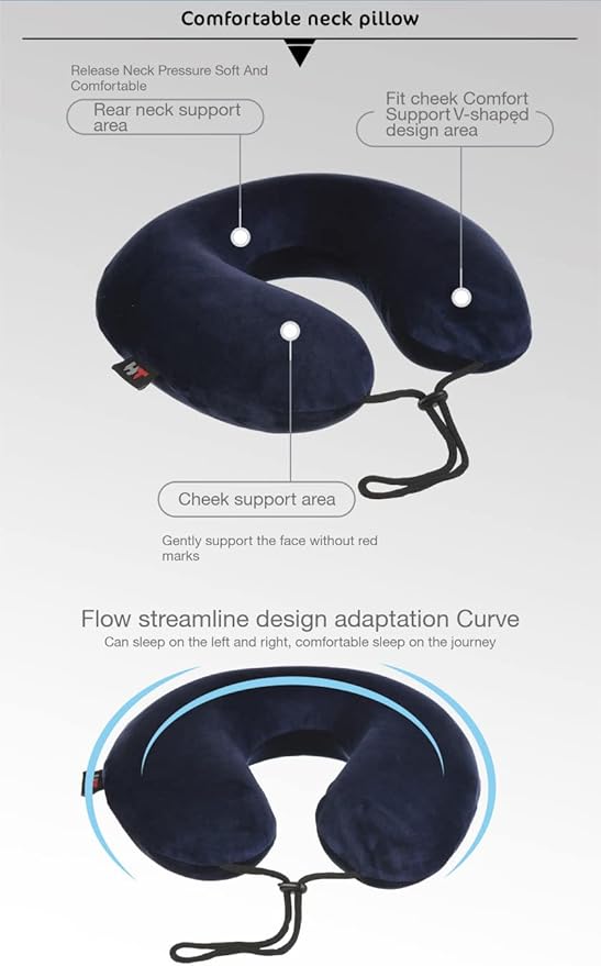 Max Comfort Travel Memory Foam Neck Pillow - Blue