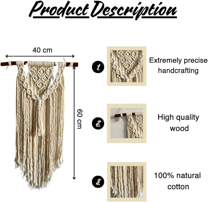 Gift for mother's day Macrame Woven Wall Hanging, Boho Chic Bohemian Room Geometric Art Decor, Beautiful Apartment Dorm Room Decoration Handmade gift for her