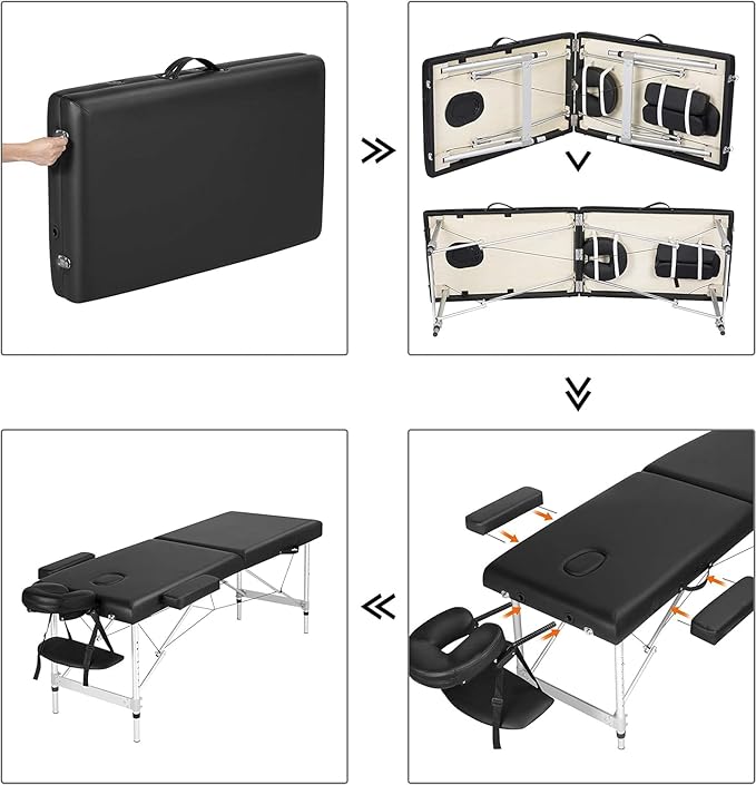 Portable Massage Bed Lash Bed Facial Table SPA Beds Height Adjustable Salon Tattoo Esthetician Bed with Carrying Bag & Accessories for Shop & Home