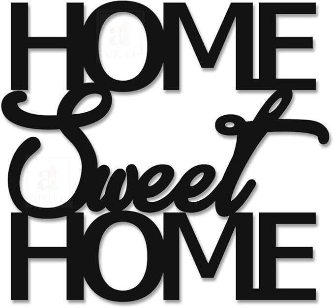 Art Street Home Sweet Home MDF Plaque Painted Cutout Ready to Hang Home Décor, Wall Décor, Wall Art