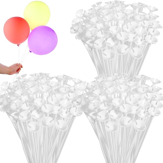 Balloon Sticks with Cups, 30.5 cm, 300-Pack, Balloon Holder Sticks for Party Decoration