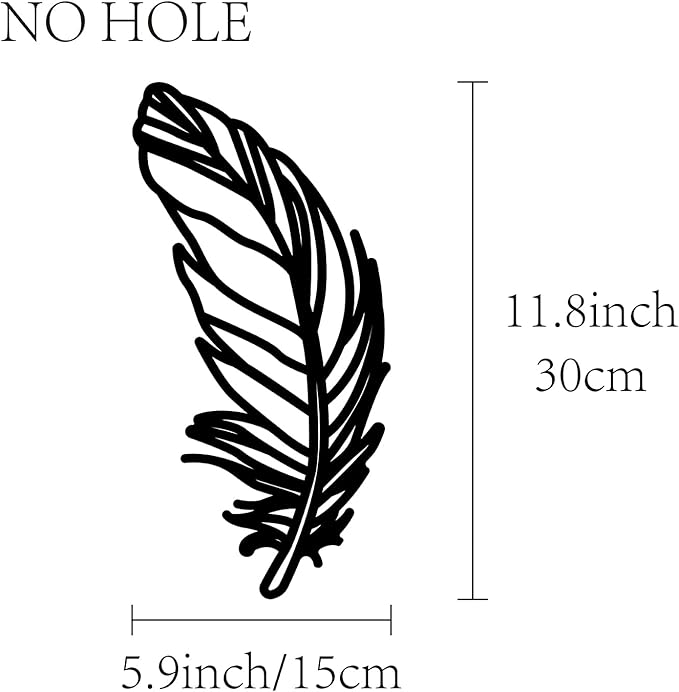 CREATCABIN Feather Wooden Wall Art Decor Wood Sign Laser Cut Basswood Silhouette Decorative Hanging Sculpture Unfinished for Painting Crafts DIY Studio Bedroom Home Wall Door Gift Black 11.8x5.9Inch