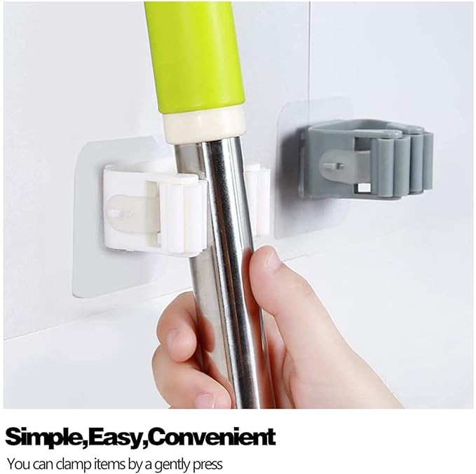 3 Pack Broom Mop Holder Broom Mop Holder Broom Gripper Holds Self Adhesive Reusable No Drilling Anti-Slip Wall Mounted Storage Rack Storage & Organization for Your Home, Kitchen,Bathroom and Wardrobe