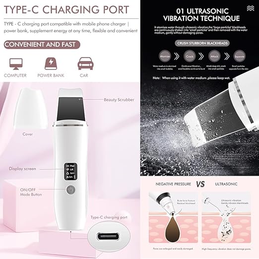 2pc Facial Massager Device, 7 in 1 Microcurrent LED Photon Light Therapy Facial Machine, Skin Scrubber Face Spatula, At-Home Beauty Instrument for Anti-Wrinkle & Skin Cleansing