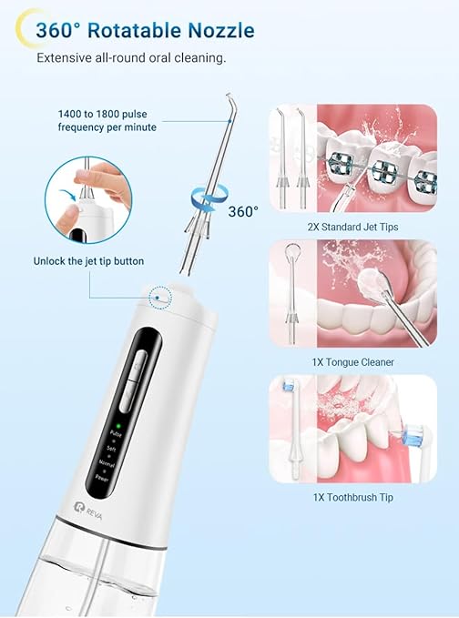 Reva Professional Water Flosser - Cordless Oral Irrigator, 300ML Reservoir,