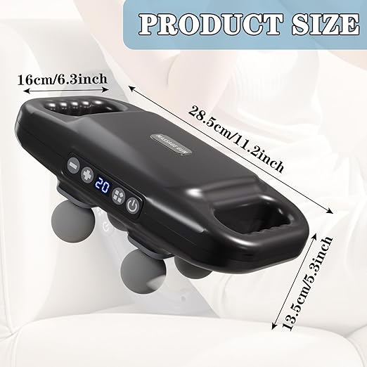 4-Head Massage Gun Deep Tissue, Muscle Massager with 20 Intensities & 6 Modes, 4-Head Back Massager for Pain Relief in Back, Leg, Neck, Shoulder and Body