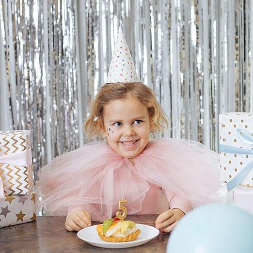 2 Pack Backdrop Silver Metallic Tinsel Foil Fringe Curtains Photo Booth Props for Birthday Wedding Engagement Baby Shower Bachelorette Christmas Holiday Celebration Party Decorations