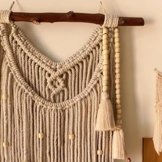 Macrame Woven Wall Hanging, Boho Chic Bohemian Room Geometric Art Decor, Beautiful Apartment Dorm Room Decoration Handmade unique gift for her