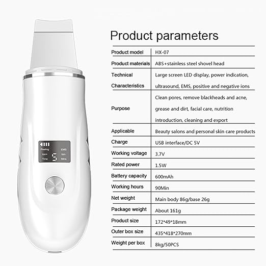 Beauenty Ultrasonic Skin Scrubber Face Spatula, Skin Spatula Pore Cleaner, Skin Dirt Blackhead Remover Tools for Facial Deep Cleansing - 4 Modes (B)