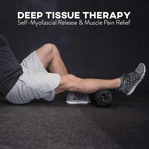 Vibrating Peanut Massage Ball - Deep Tissue Trigger Point Therapy, Myofascial Release - Handheld, Cordless - 4 Intensity Levels - Dual Lacrosse Ball Vibration Massager (Black)