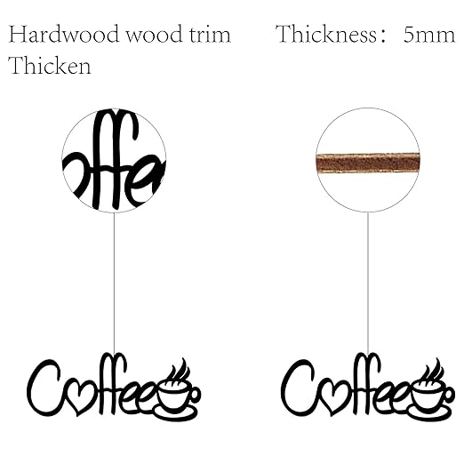 CREATCABIN Laser Cut Wood Letter Sign Coffee Wall Decor Bird Wall Art Wooden Basswood Silhouette Hanging Sculpture Unfinished Decoration for Painting Crafts DIY Home Cafe Bar Gift Black 11.8x4.7Inch