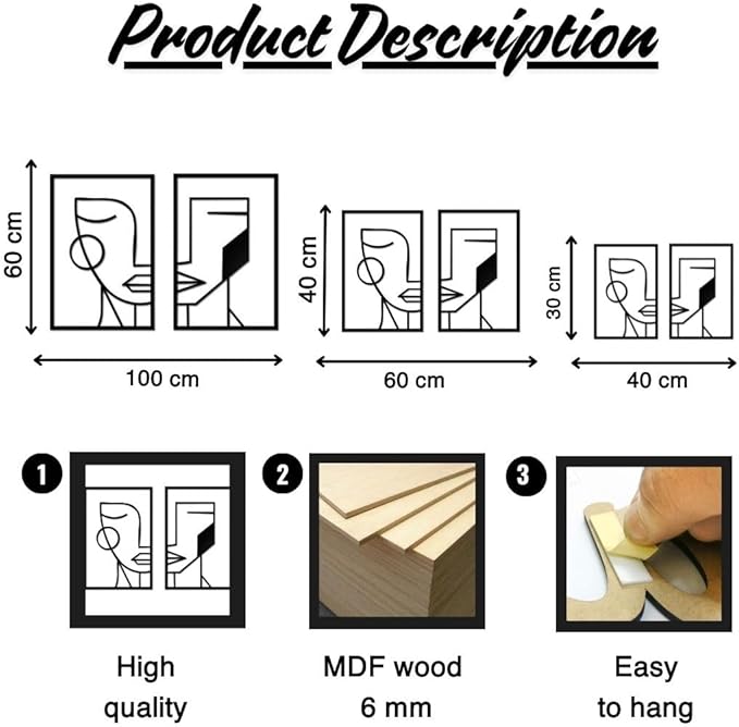 Generic 2-Pack Laser-Cut MDF Wood Wall Art, Bohemian Decorative Wall Panel, 100X60CM