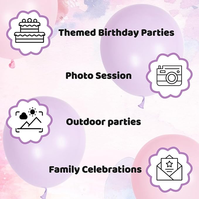 12 Inch Latex Balloons Set, Light Pink and Purple Balloons, Perfect Choice for Birthday Party, Wedding, Engagement, Party Decorations