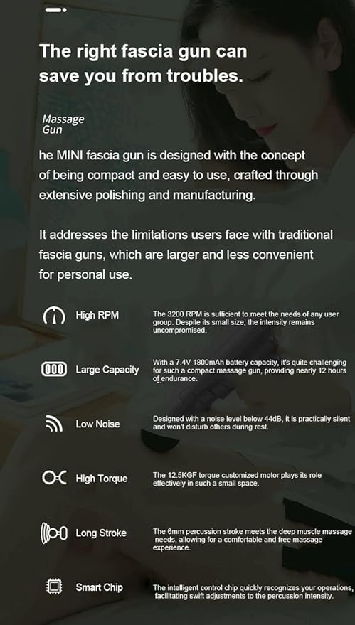 Massage Gun Mini Fascia Gun USB Rechargeable with storage bag Portable Full Body Muscle Relaxation Massager Home