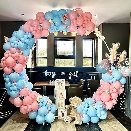 46 Pcs Pastel Blue and Pink Balloons Set, Made of High Quality Latex Material, Attractive Designs for Baby Shower Birthday Party