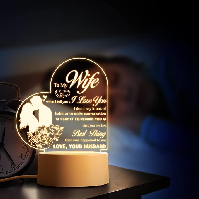 Christmas Gifts for Her Wife Wedding Anniversary Night Light Birthday Gifts for Wife, Wife Gifts on Birthday Christmas Valentines Day from Husband Anniversaries Gifts for Her Valentines Gifts for Wife