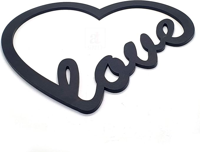 Art Street Love Wall Sign, Wall Plaque, Mdf Cutout Wood Wall Art, Valentine Day Gift (6 mm, Black)