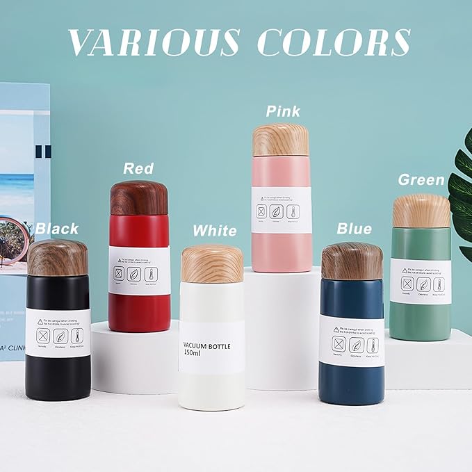 150ML Small Thermal Flask for Milk Coffee Tea,Mini Flask for Hot Cold Drinks,Small Water Bottle of 304 Stainless Steel,Portable Vacuum Flask for Work (Blue)