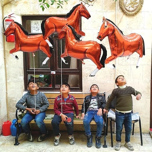 4 Pcs Horse Balloons Horse Balloons Aluminum Foil Balloons Perfect for Horse Theme Party Decorations, Such as Birthday Party, Baby Shower, Cowboy Party.