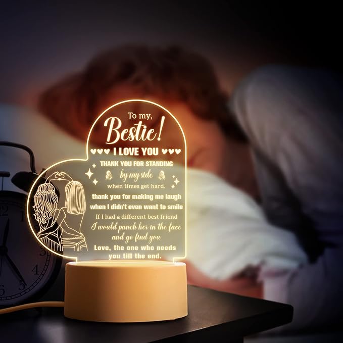 Buioata Best Friend Birthday Gifts for Women, Bestie Birthday Gifts Acrylic Night Light, Friend Gifts for Women, Birthday Gifts for Her Friend, Gifts for Friend, Friend Birthday Gift
