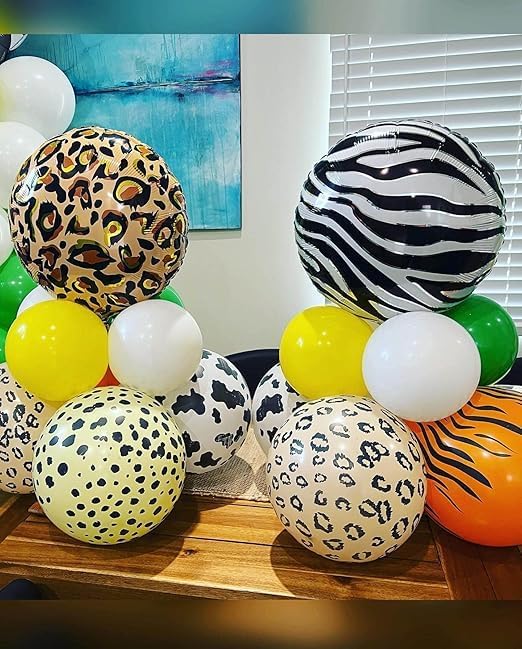 22 Inch Large Zebra Balloons - Pack of 10 Black and White Zebra Balloons for Party Decorations | Animal Balloons for Zebra Birthday Party Decorations |