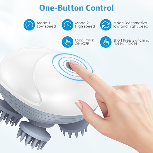 SNDYI Scalp Massager Rechargable Head Massager | 96 Silicon Kneading Points with Detachable Heads | Scalp, Body & Head Massager for Hair Growth, Stress Relax (MULTICOLOR)