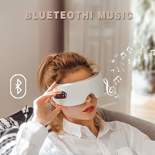 Eye Massager with Heat-Intelligent AI Voice-Bluetooth Music, 8-Mode of airbags Press Vibration Eye Masks ?for Relieve Eye Fatigue Black Eye Circles Dry Eyes Relaxing The Brain Sleep aid