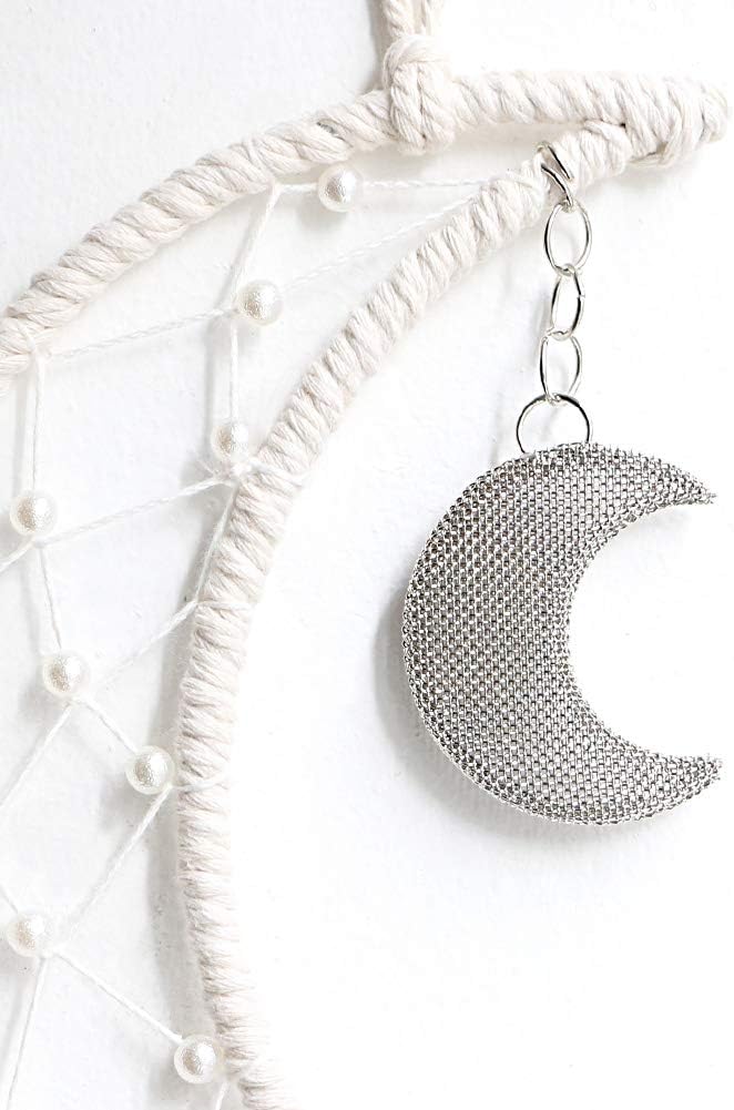 Dremisland Macrame Woven Wall Hanging Moon Dream Catcher- Boho Chic Bohemian Home Decor Wall Art Decor Beautiful Apartment Dorm Room Door Decoration (Moon)