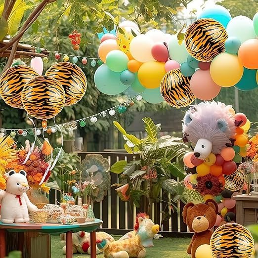12 Pcs 18 Inch Aluminum Foil Balloons Tiger Print Animal Balloons Tiger Balloons Wild Safari Balloons Perfect for Birthday Party Decoration (Tiger)