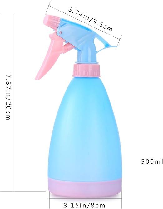 2PCS Large Spray Bottle, Plastic Plant Water Spray Bottle, 500ml Empty Spray Bottle for Cleaning Watering Gardening Plants (Pink, Blue)