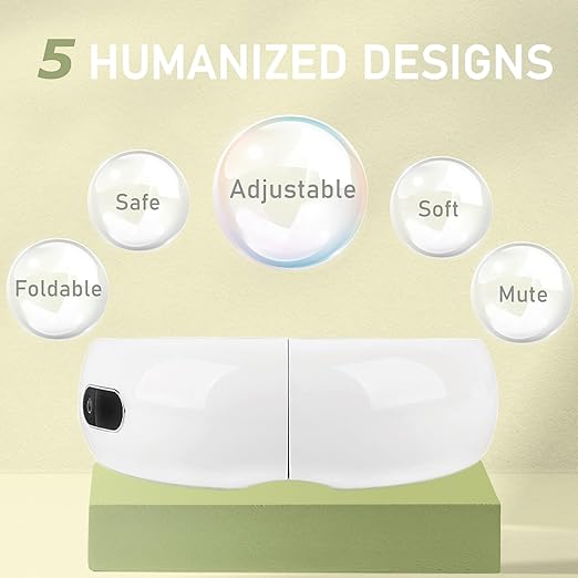 Eye Massager with Heat, (FSA or HSA Eligible) Rechargeable Eyes Massage Machine, Heated Eye Massage for Migraine Relief, Eye Mask Relieve Eye Strain and Fatigue, Easy Tension and Improve Sleep