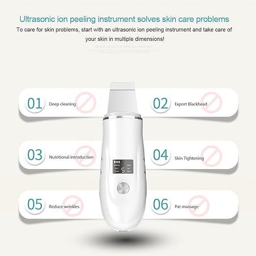Beauenty Ultrasonic Skin Scrubber Face Spatula, Skin Spatula Pore Cleaner, Skin Dirt Blackhead Remover Tools for Facial Deep Cleansing - 4 Modes (B)
