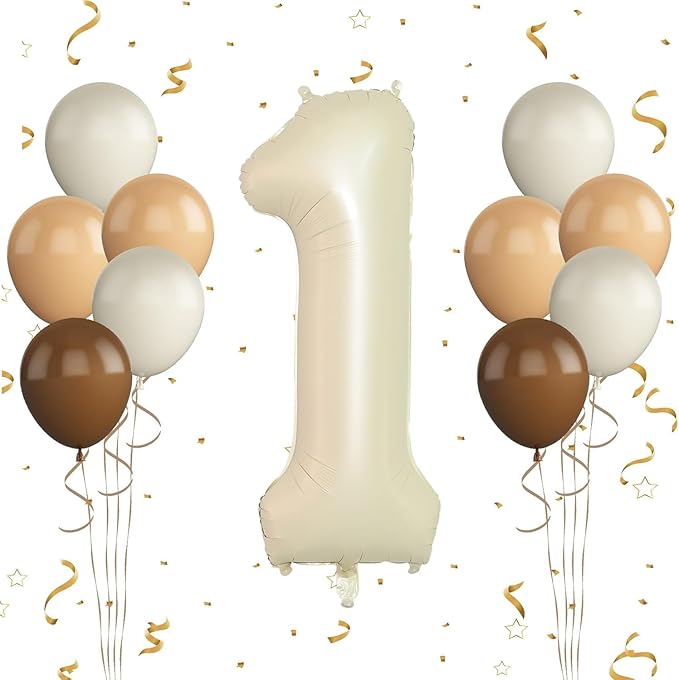 Birthday Balloon Set for Party Decorations, Retro Style, Baby Shower, Anniversary (cream white, 2nd)