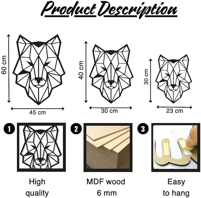 Wooden Wolf Head Wall Art:Laser Cut Unleash the Wild Spirit of Your Home Décor (30x40cm)