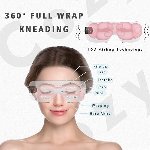 Eye Massager with Heat-Intelligent AI Voice-Bluetooth Music, 8-Mode of airbags Press Vibration Eye Masks ?for Relieve Eye Fatigue Black Eye Circles Dry Eyes Relaxing The Brain Sleep aid