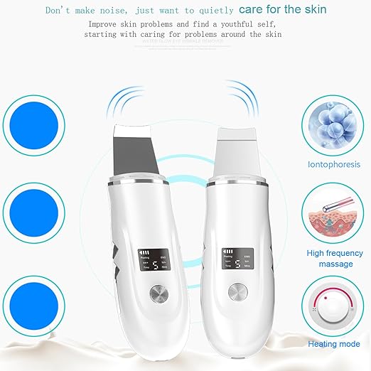 Beauenty Ultrasonic Skin Scrubber Face Spatula, Skin Spatula Pore Cleaner, Skin Dirt Blackhead Remover Tools for Facial Deep Cleansing - 4 Modes (B)