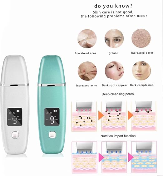 Blackhead Remover Skin Scrubber Facial Cleaner Skin Peeling Face Scrubber Peeling machine Face cleaner machine pore cleaner 2PCS (A)