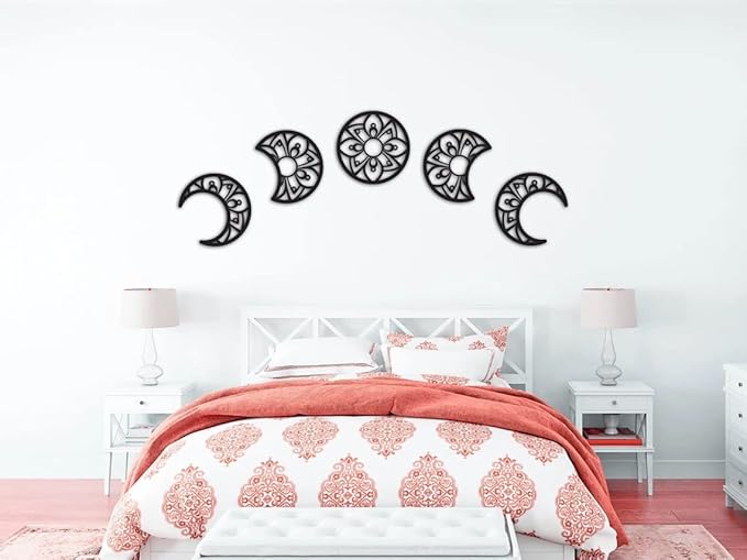 Home Gallery Lunation moon wood wall art - set of 5 each 30x30