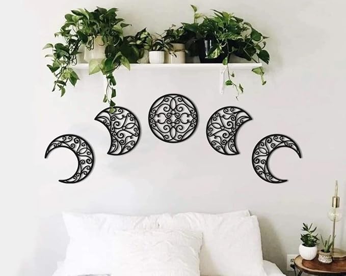 Home Gallery Lunation moon wood wall art - set of 5 each 30x30