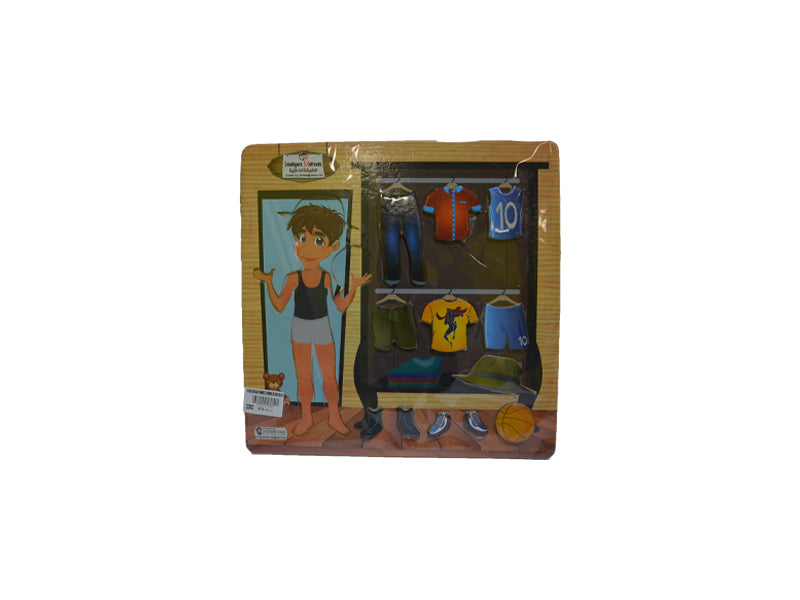 Wooden puzzle toy for baby dressing