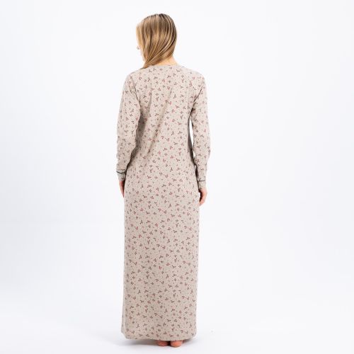 Zecotex "Long Ribbed Nightgown / Floral Printed Design/ Elegant & Comfortable Sleepwear / Soft & Lightweight Fabric"