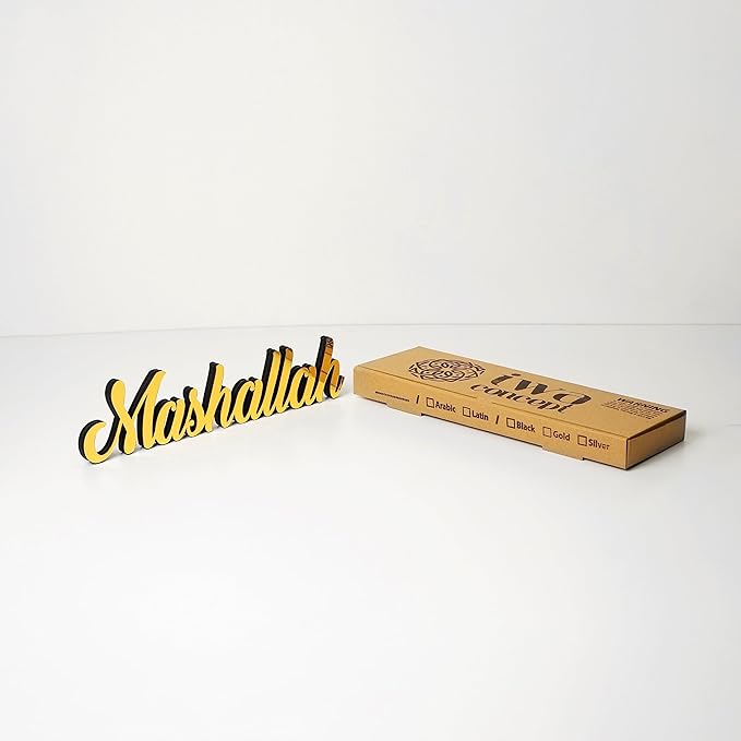 iwa concept Mashallah Gold Islamic Decorative Sign Home Decor or Islamic Decor for Table or Shelves Modern Glam Gold 12.8 inches Round