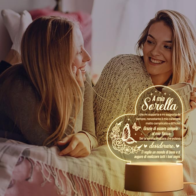 Buioata Sister Gift, Sister Birthday Gift - Night Light, Gift Ideas for Sister, Sister Birthday Gift, Sister Gift, Mother's Day Christmas Anniversary Graduation Gifts, Sister Gifts