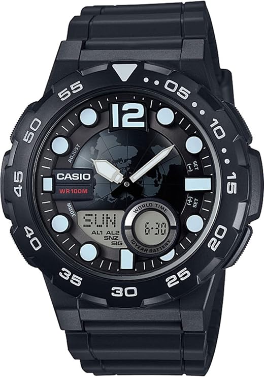 Casio World Time Casual Mens Watch Aeq 100W 1Avdf Analog