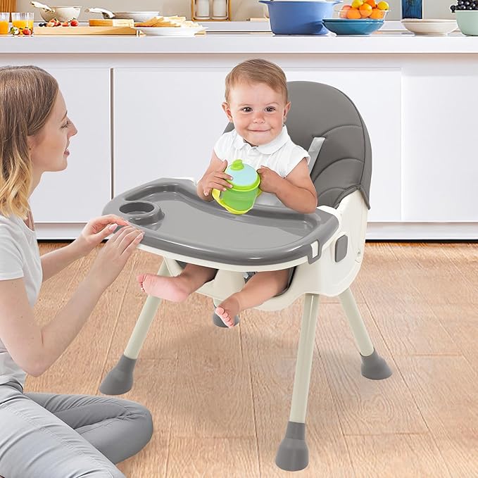 3 in 1 High Chair Baby Foldable High Chair Reclining Reclining Chair Adjustable Height with Table and Wheels