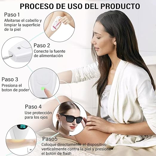 Pulsed Light Epilator, 999,999 Flashes Professional IPL Epilator, Painless Hair Removal, with Glasses and Shaver, for Face, Bikini Line, Legs, Armpits
