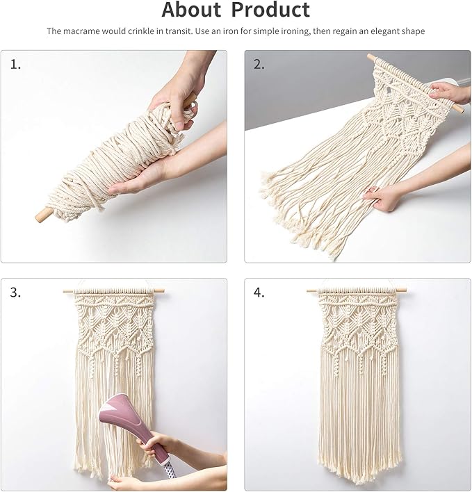 Mkono 2 Pcs Macrame Woven Wall Hanging Boho Chic Geometric Art Decor - Beautiful Bedroom Nursery Apartment Home Decoration, Gift for Girls Adults Birthday Christmas, 28" L x 13" W