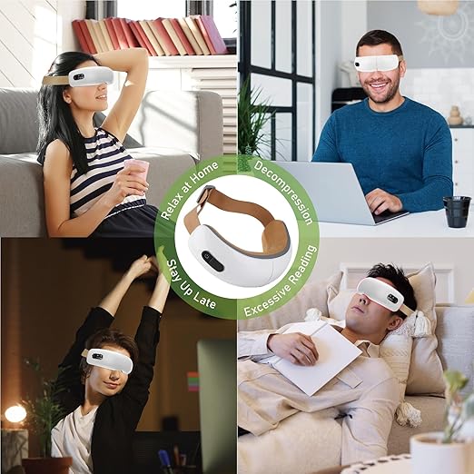 Eye Massager with Heat, (FSA or HSA Eligible) Rechargeable Eyes Massage Machine, Heated Eye Massage for Migraine Relief, Eye Mask Relieve Eye Strain and Fatigue, Easy Tension and Improve Sleep