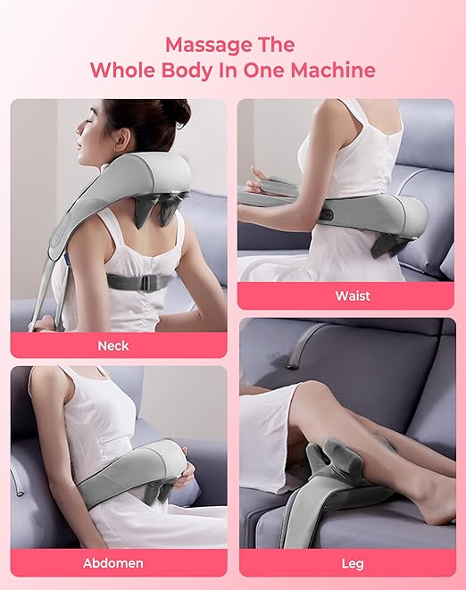 Atopskins Cordless Shiatsu Neck and Back Massager with Heat - Deep Tissue Pain Relief, 6D Kneading Heated Neck Massage for Cervical Pain