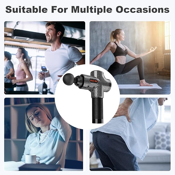 Massage Gun, Massage Gun for Neck, Shoulder, Back, Massager with 30 Speeds and 6 Heads, Muscle Massager Fitgun Hand Massager with Carry Bag